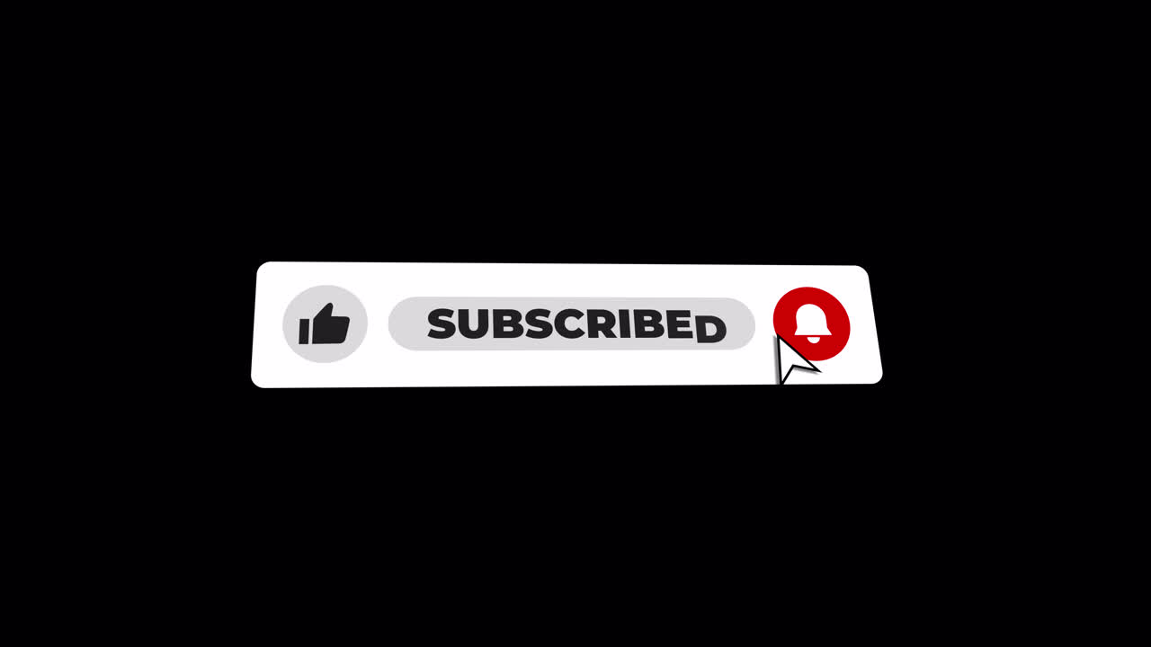 Animated Subscribe Button with Mouse Cursor Clicking Like and Bell Icons