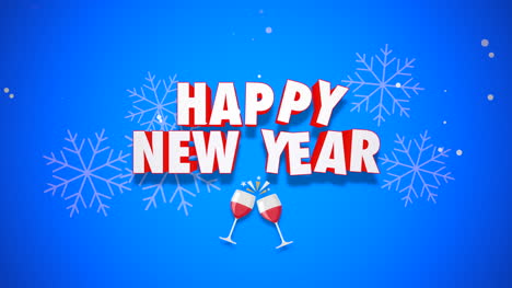 Animated-closeup-Happy-New-Year-text-on-blue-background