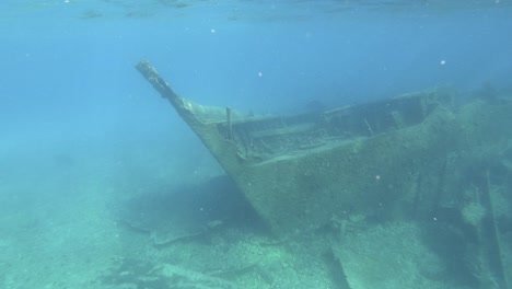 parts of sunken ship michelle, dugi otok, croatia. underwater diving exploration