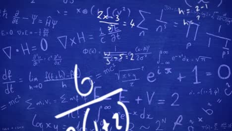 animazione di equazioni matematiche in movimento su sfondo blu