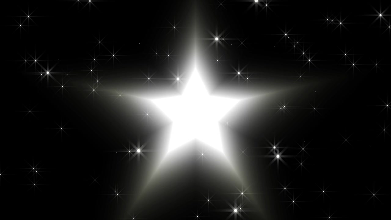 Forma a stella luminosa pulsante con sfondo scintillante