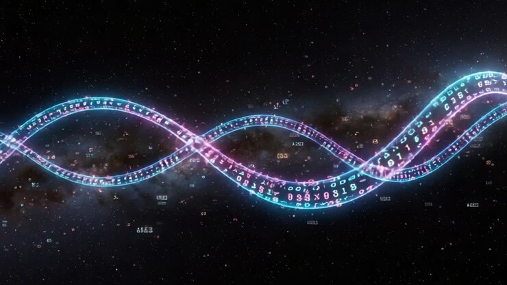 Vibrant Digital Waves: An Artistic Representation of Data Patterns and Cosmic Elements in a Dazzling Night Sky, Showcasing Unique Numbers and Luminous Surfaces