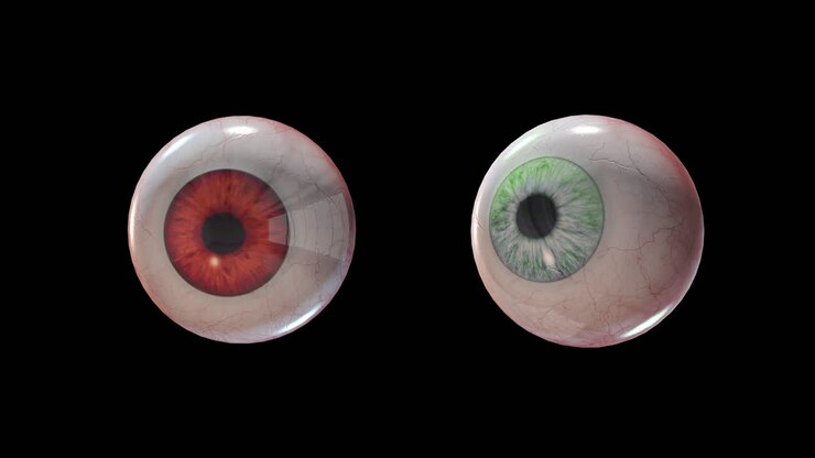 Loop evil scary eyes of green and red color with alpha channel