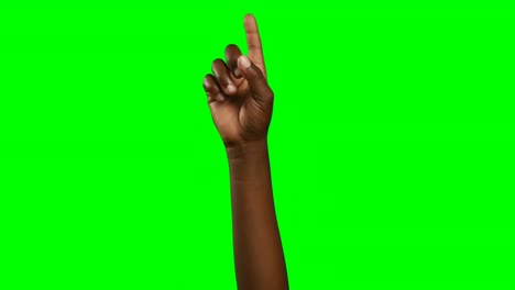 Person-making-hand-gesture-against-green-screen-background