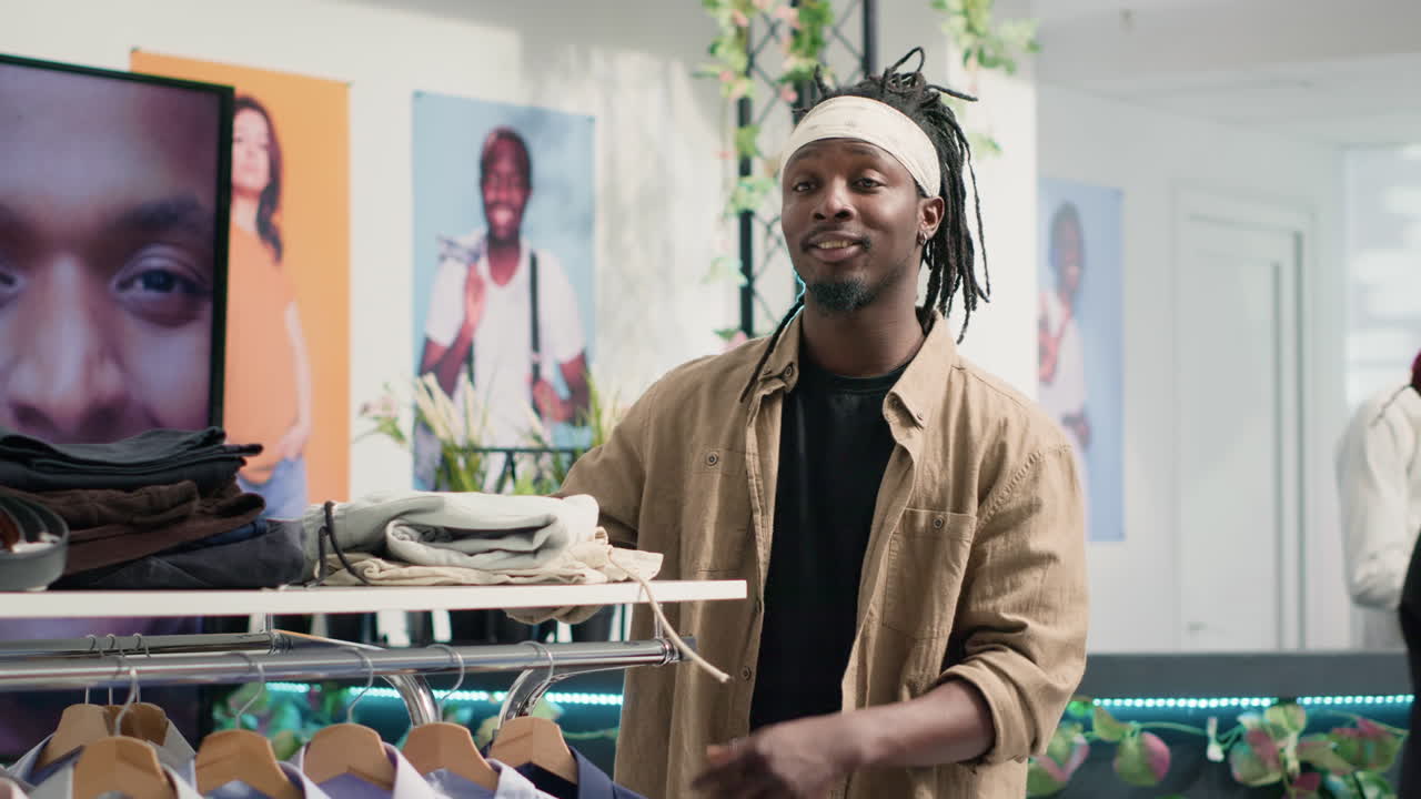 hombre tiendas en tienda de ropa de lujo