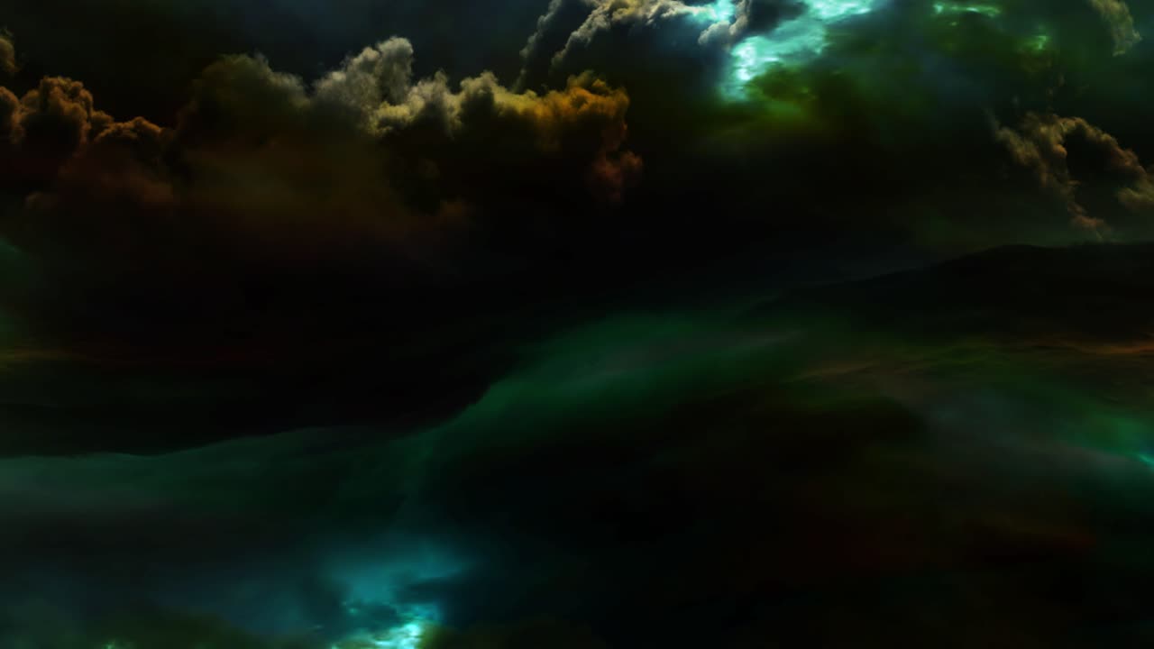 una tormenta en una colección de nubes negras y sesgo verde de fibra amarilla