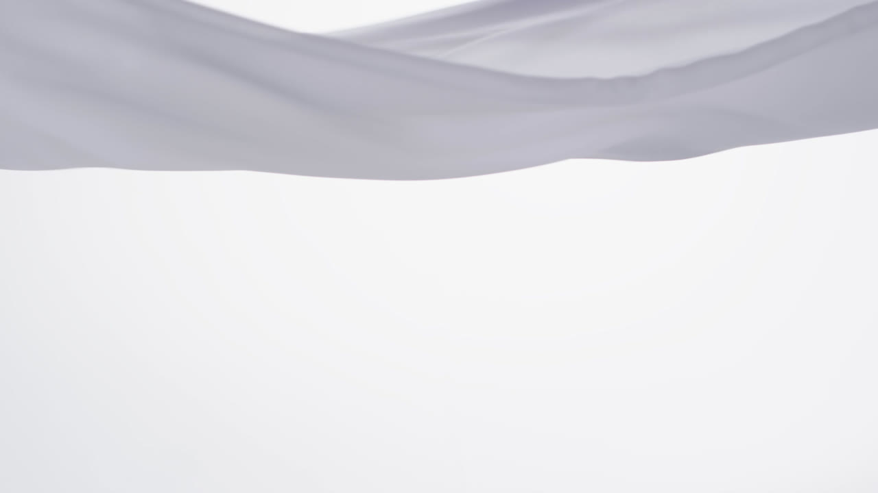 animación de tejido blanco soplado con espacio de copia sobre fondo blanco