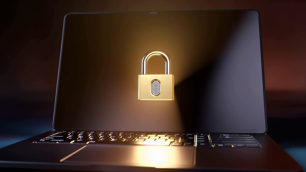 Digital Security on a Laptop: A Visual Representation of Cyber Protection and Encryption with a Lock Symbolizing Data Safety in the Modern Age