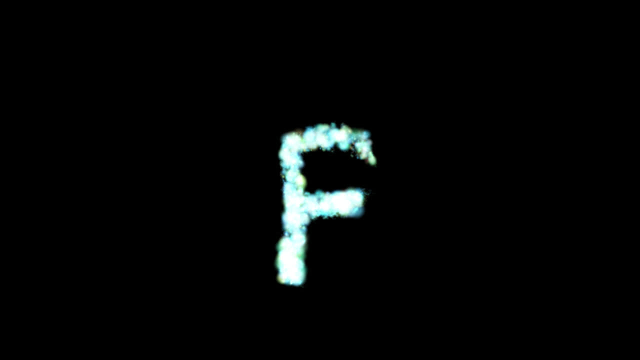 Lettera G di particelle blu luminose su sfondo trasparente
