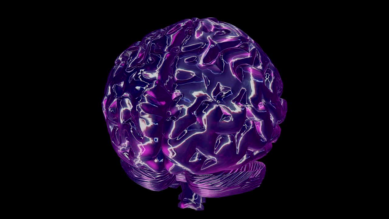 Cyclically rotating computer model of the human brain. Animation with alpha channel