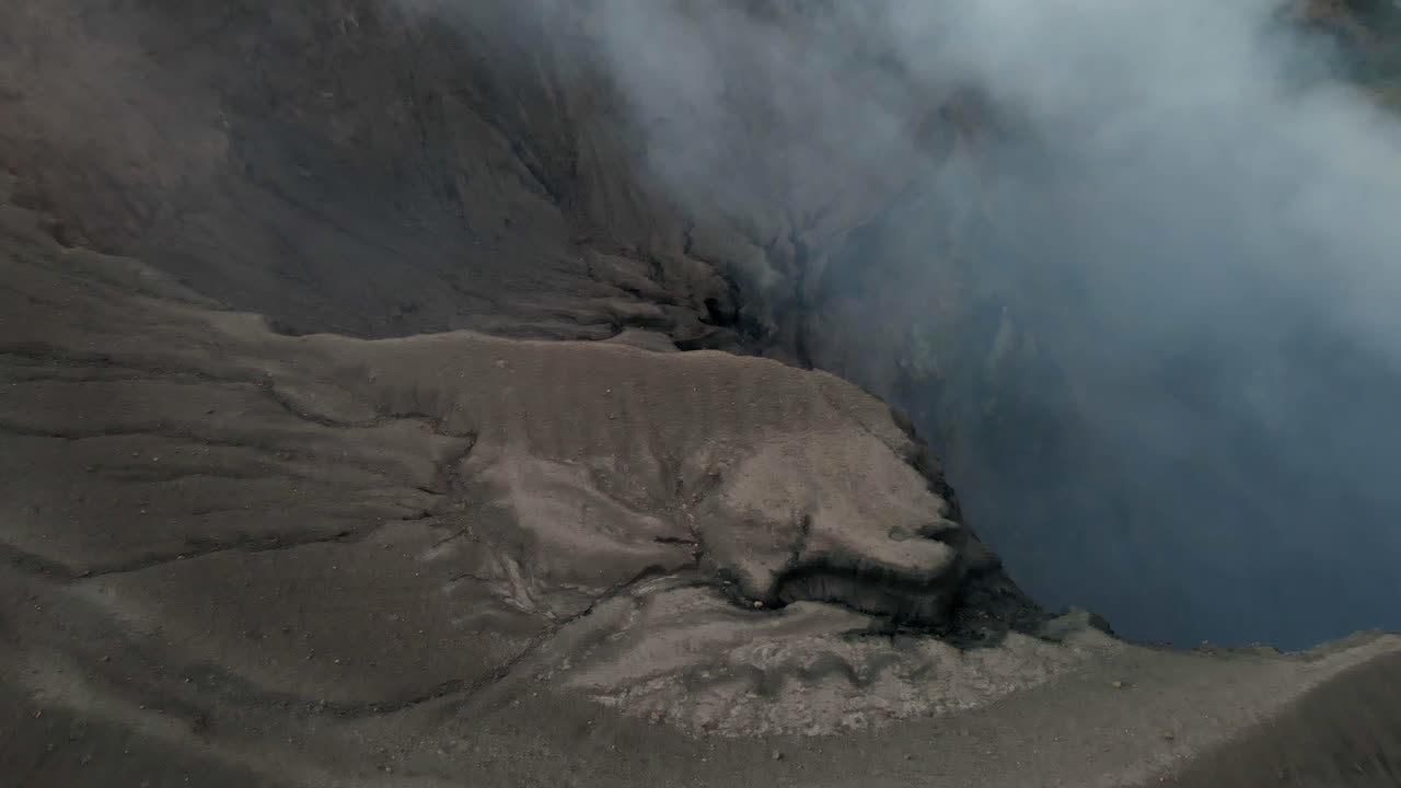 Telica active volcano Nicaragua crater, aerial over steam stratovolcano