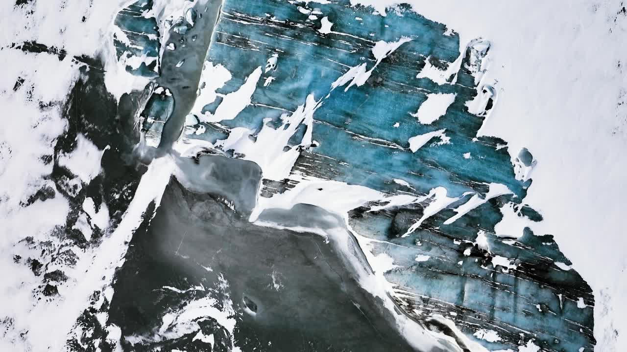 아이슬란드 의 바트나요쿨 빙하 의 얼음 과 눈 형성 위 에서의 항공 사진