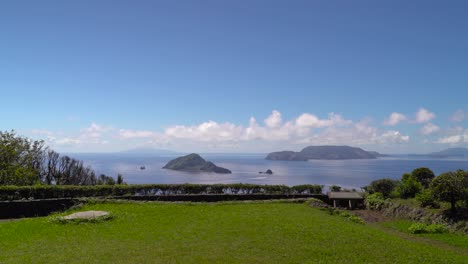 beautiful wide open viewpoint out towards blue sky and ocean on toshima island in tokyo, japan