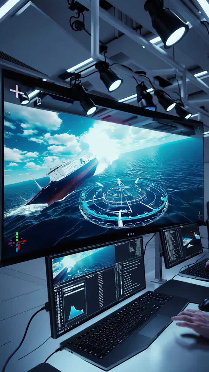 Virtual Ship Navigation Simulation Training | Premium Stock Video Footage