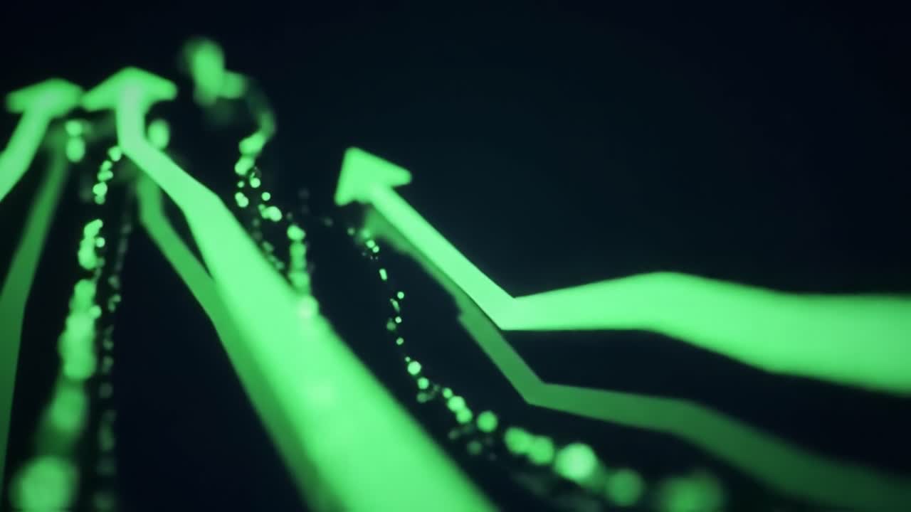 Bright Green Light Patterns Create an Immersive Visual Experience in a Dark Environment at Night