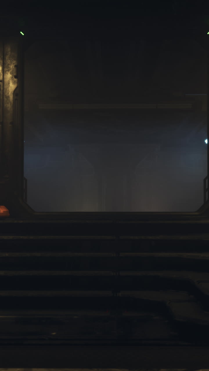 corredor futurista oscuro con luces brillantes