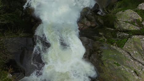 Fervenza-do-Toxa-Waterfalls,-Top-View-In-Pontevedra,-Galicia-Spain