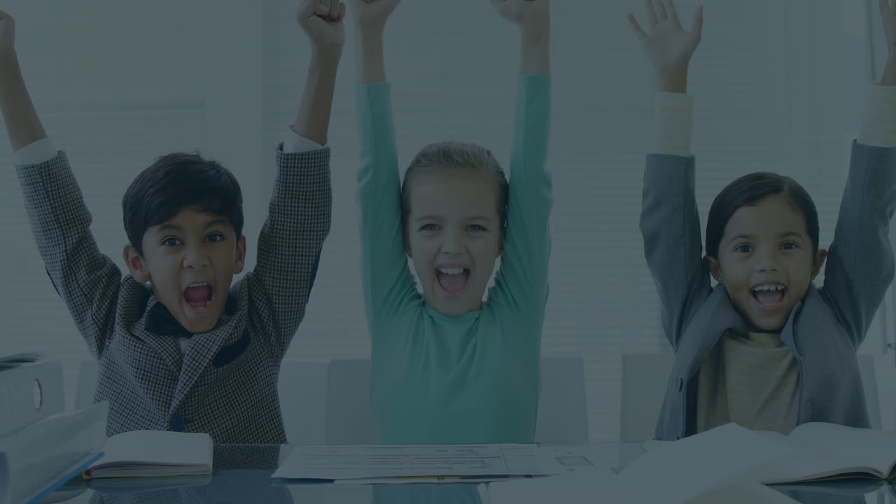 팔을 들고 있는 젊은이들을 대상으로 수학적 방정식을 풀었습니다.