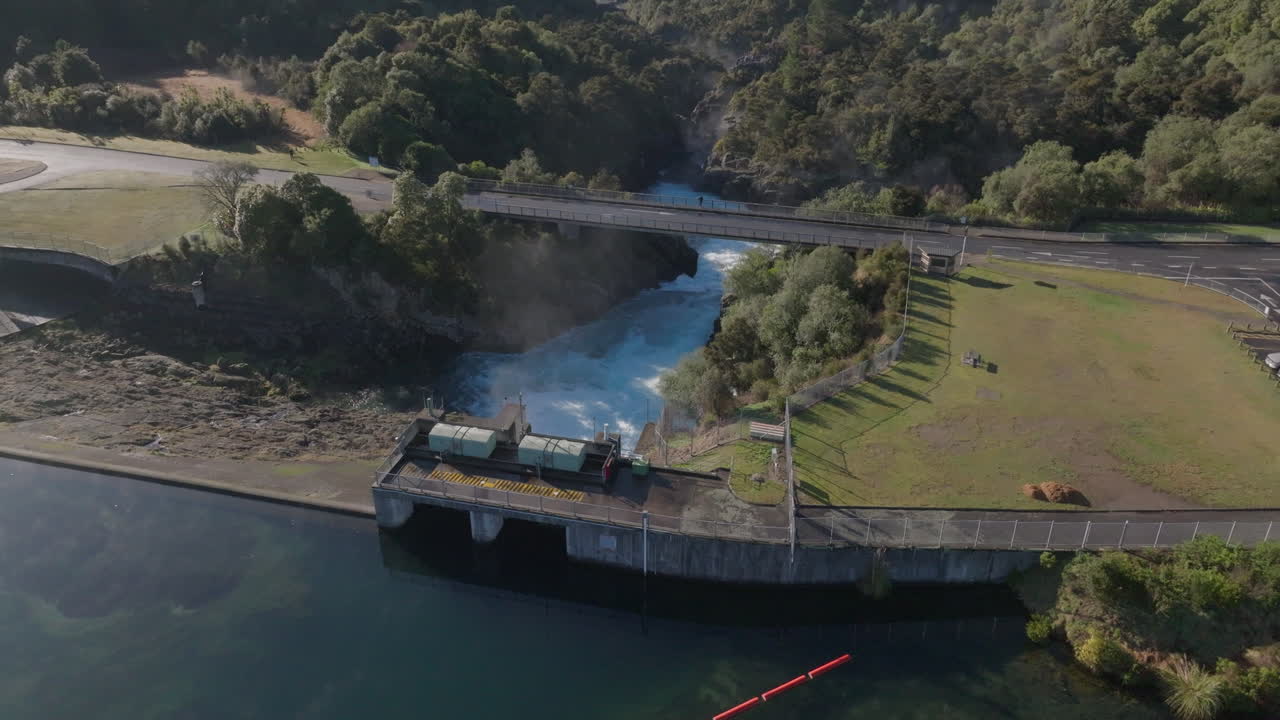 Flying over Lake Aratiatia Dam as it's being released. Taupo, New Zealand