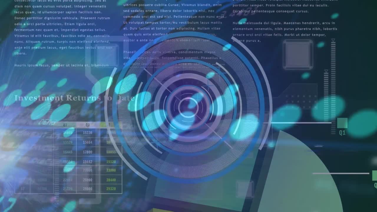 animación del procesamiento de datos sobre el escaneo de alcance sobre fondo negro