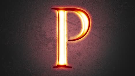 engraved letter p shining