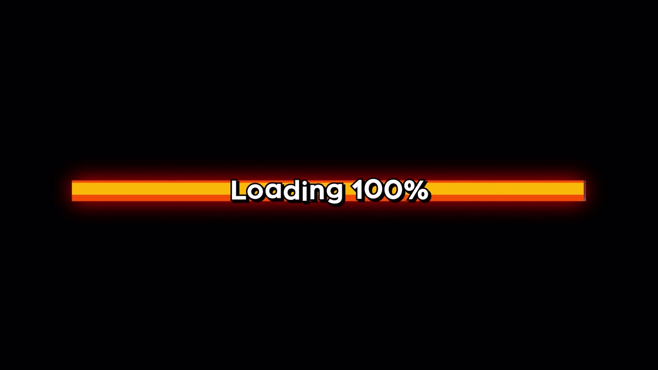 Digital Loading Progress Bar Filling Up on Black Background