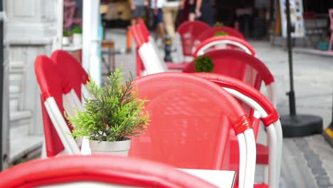 outdoor cafe seating on a city street