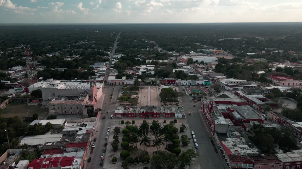 Main plaza of Motul Yucatan seen with a dron