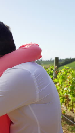 vista trasera de una pareja tomándose de la mano y abrazándose