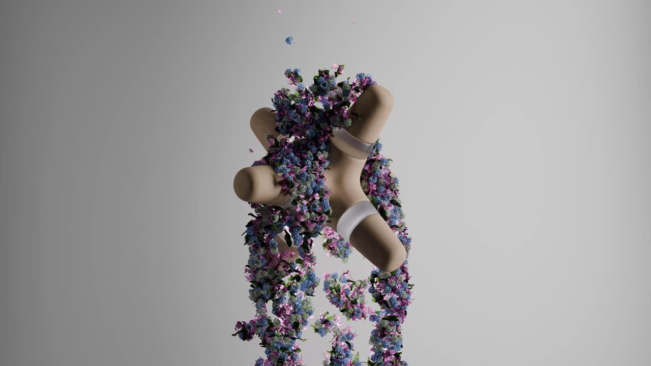 추상적인 꽃 목조 조각