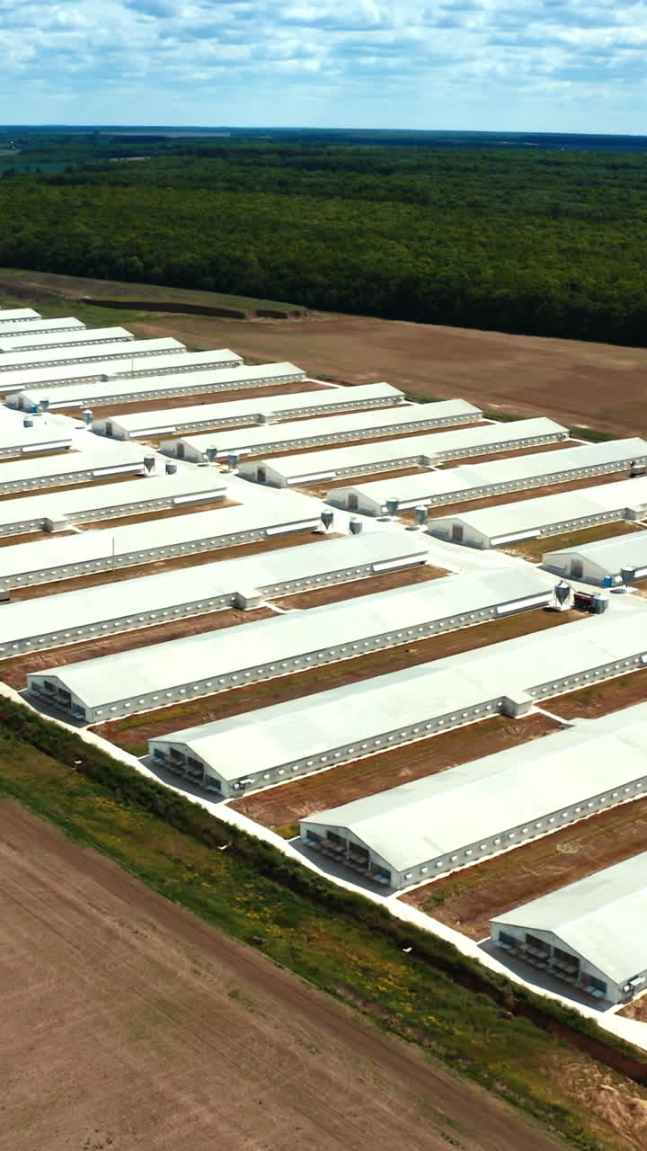 Aerial view of rural area. Aerial view over big agricultural farm