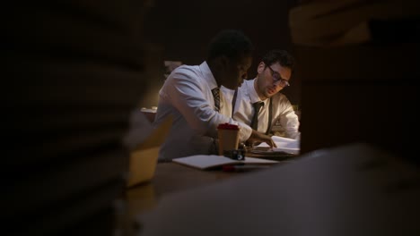 business colleagues working late night