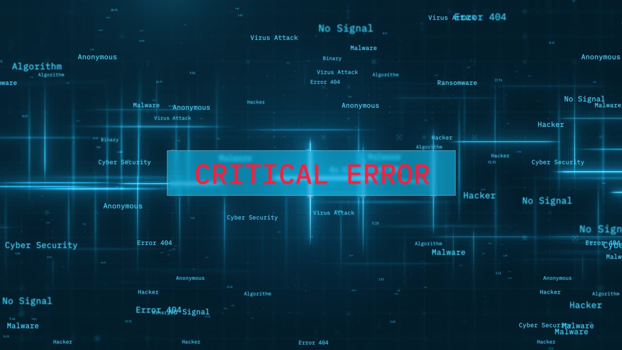 Critical Error Text Reveal over Dynamic Moving Lines on Futuristic Background