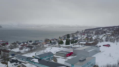 kåfjord town centre and harbour in olderdalen, norway