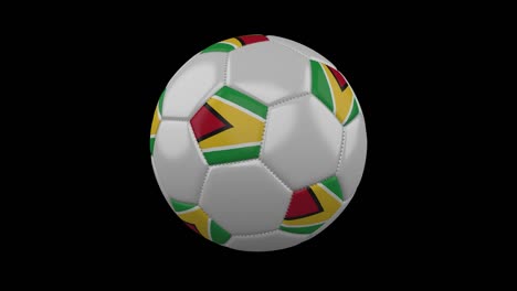 pelota de fútbol con bandera guyana, 4k con alfa, bucle