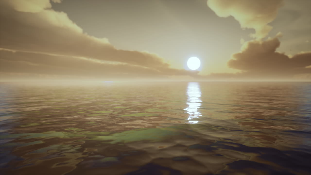 다채로운 밝은  ⁇ 빛이 물 표면에 반사되는 어두운 하늘