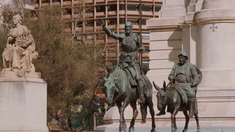 don quijote monument at plaza de espanya in madrid - a popular square