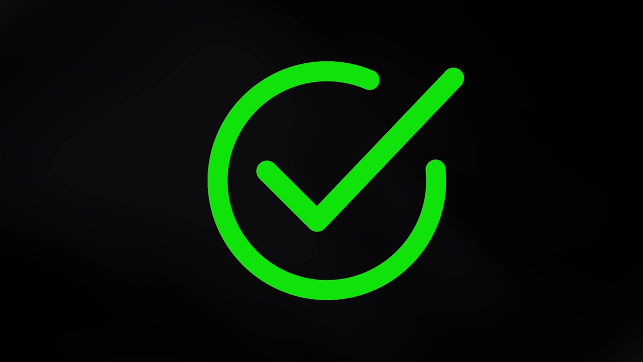Green Checkmark Animation on Black Background