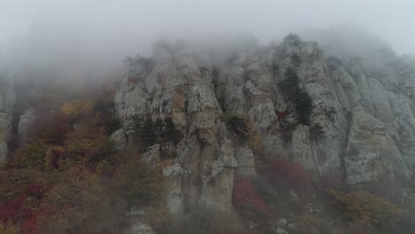 misty mountain peaks in autumn