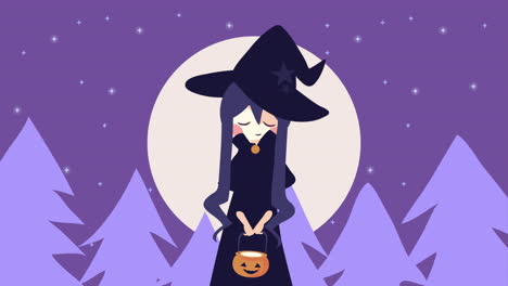 happy halloween animation with witch