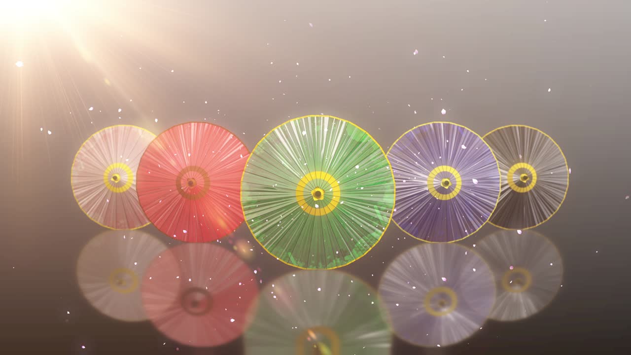 일본어 중국어 우산 우산 루프 애니메이션