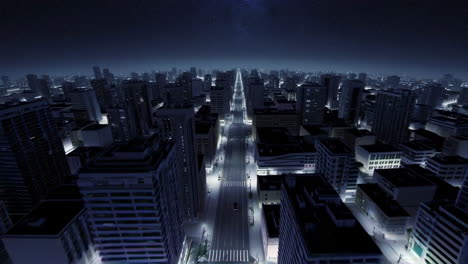 paisaje urbano nocturno visto desde el aire