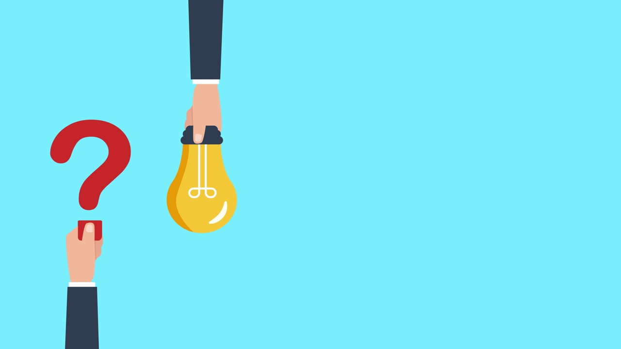 Animated Hands Holding Question Mark and Lightbulb for Idea Concept
