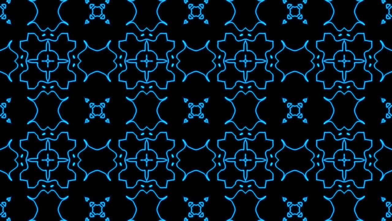 추상적인 파란색 기하학적 원활한 패턴 배경, 추상적인 줄무, 칼레도스코프 루프, 빠른 사이키델릭, 다채로운 칼레도코프 배경, 디스코 추상적인 모션 배경