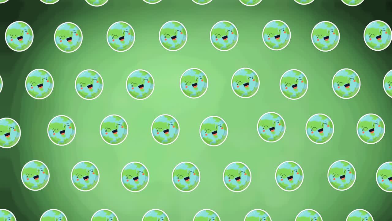 녹색 배경 에 움직이는 행복 한 지구 의 애니메이션