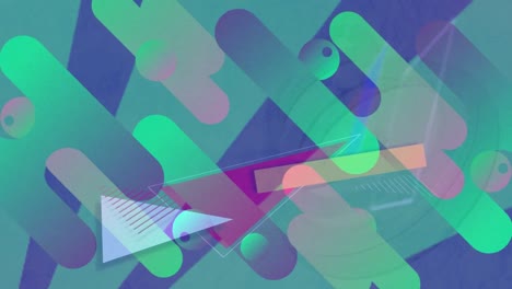 animación digital de formas abstractas coloridas que se mueven contra un fondo azul