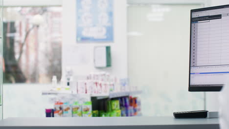 woman arriving at the pharmacy