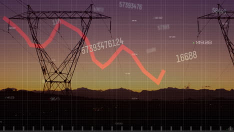 animación del procesamiento de datos financieros a través de pilares eléctricos en el campo