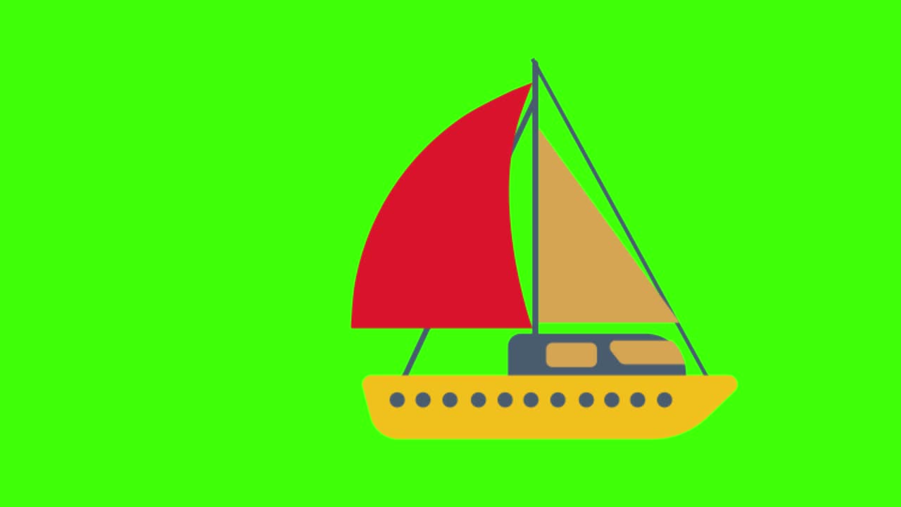 녹색 화면에 있는 항해 선박 아이콘의 애니메이션