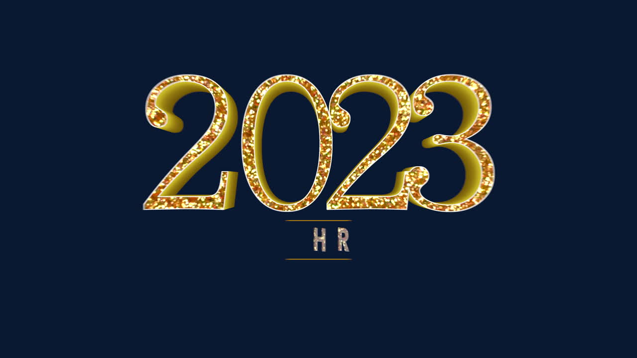 2023 e Buon Natale con glitter dorati su gradiente blu